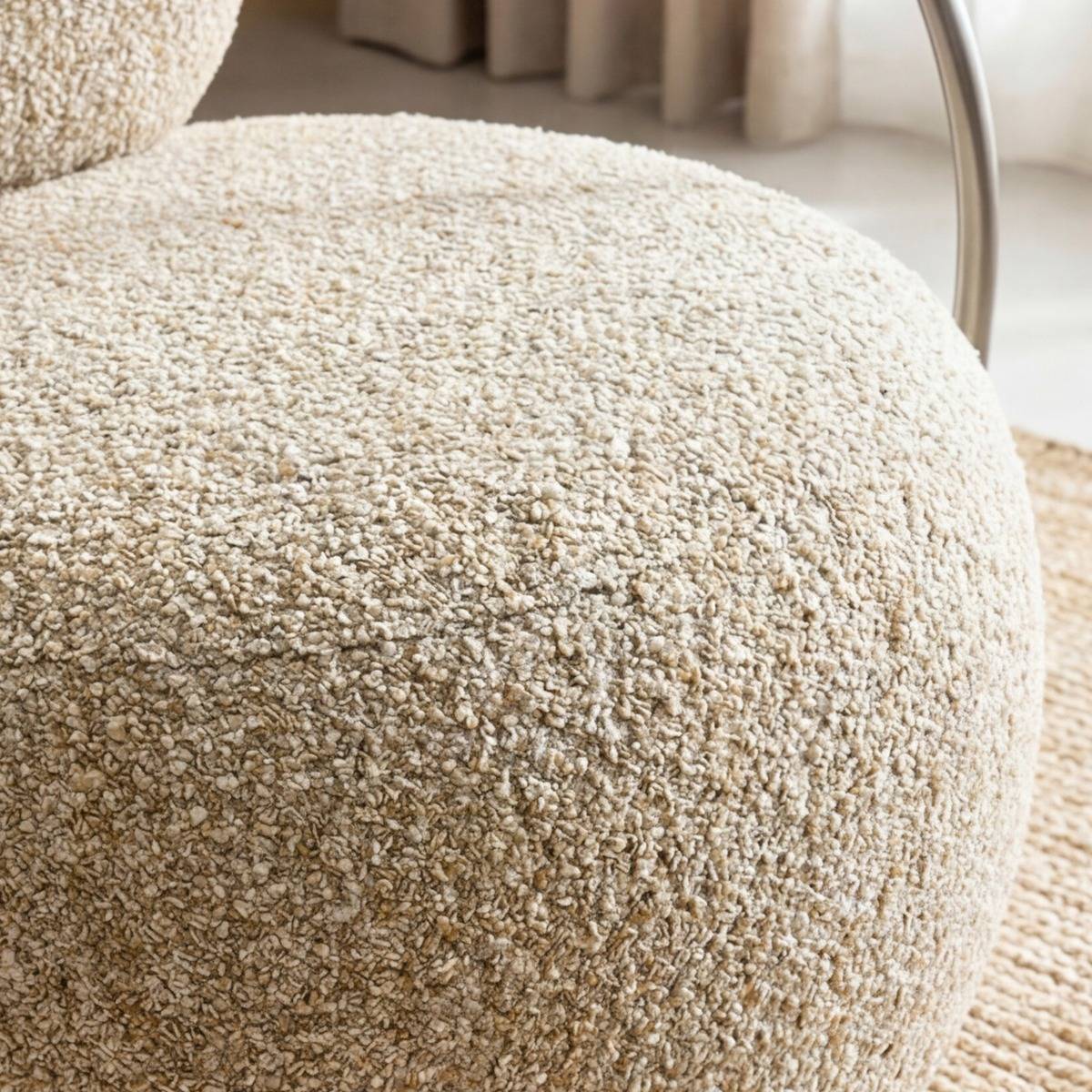 Fauteuil en tissu beige chiné Cassy