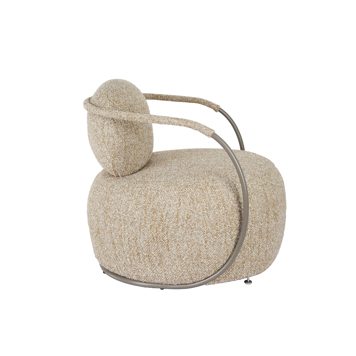 Fauteuil en tissu beige chiné Cassy