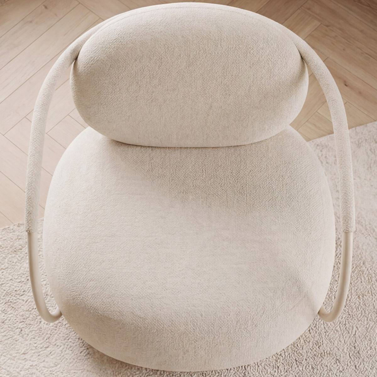 Fauteuil en tissu écru Cassy