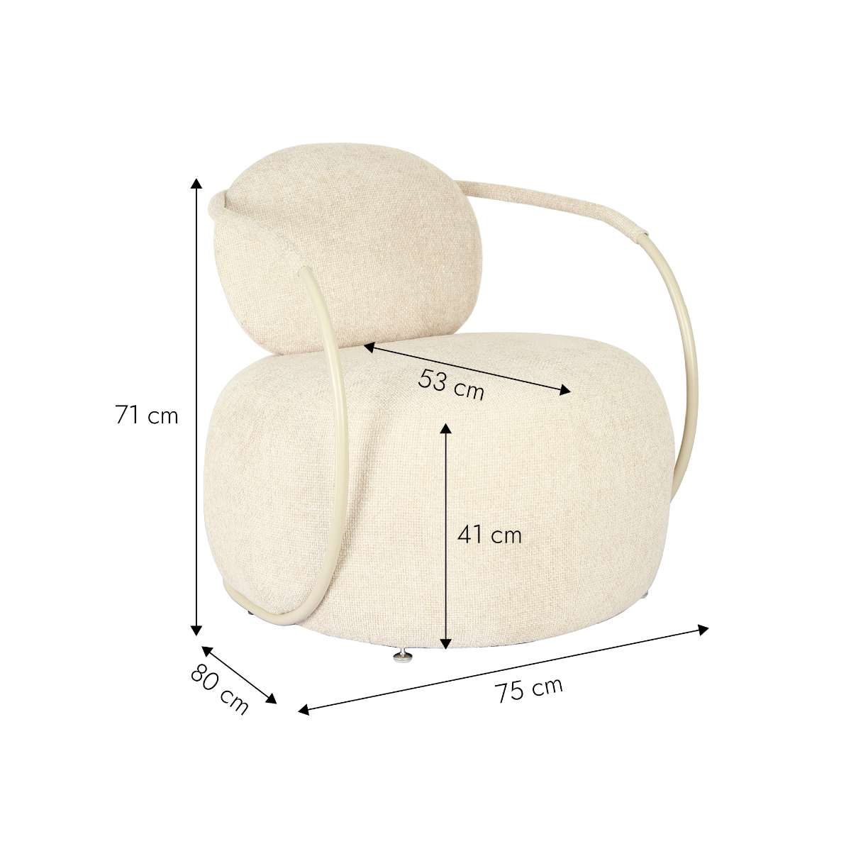 Fauteuil en tissu écru Cassy