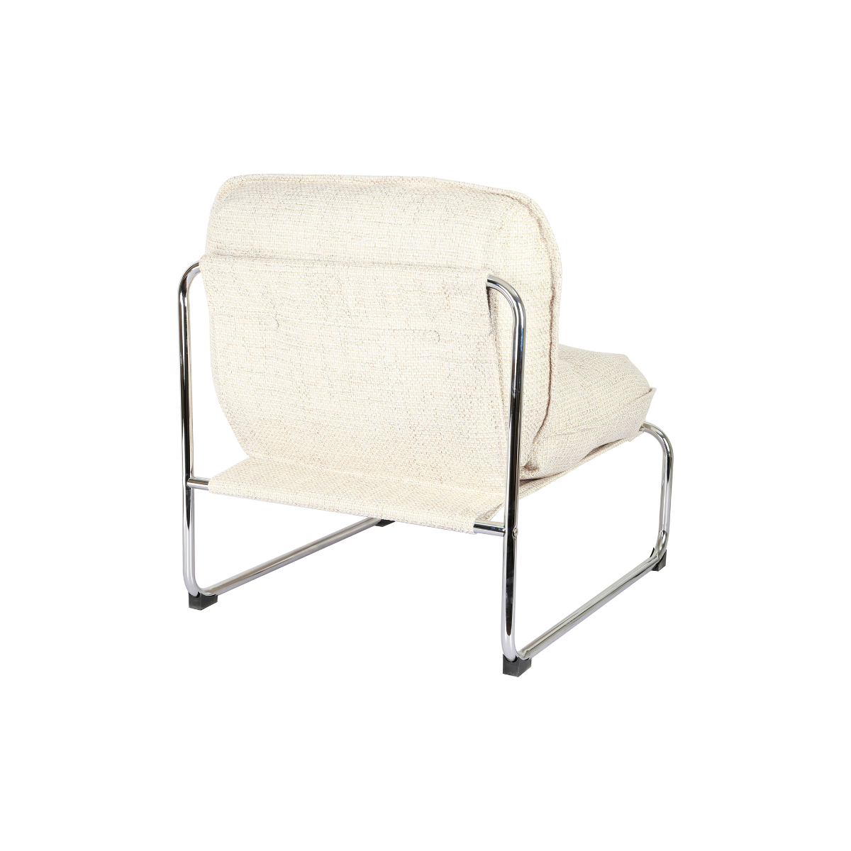 Fauteuil en tissu écru et pieds en chrome Chelsea