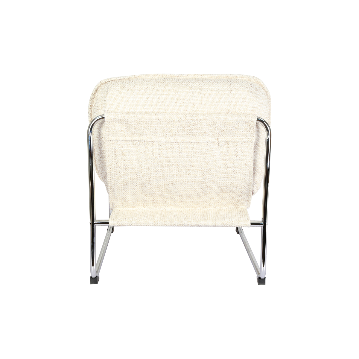 Fauteuil en tissu écru et pieds en chrome Chelsea