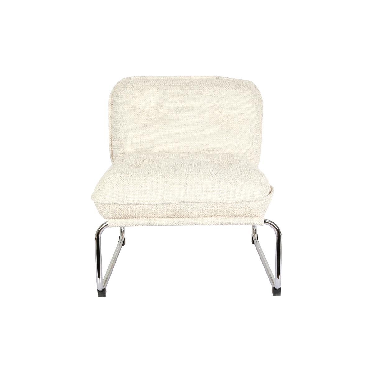 Fauteuil en tissu écru et pieds en chrome Chelsea