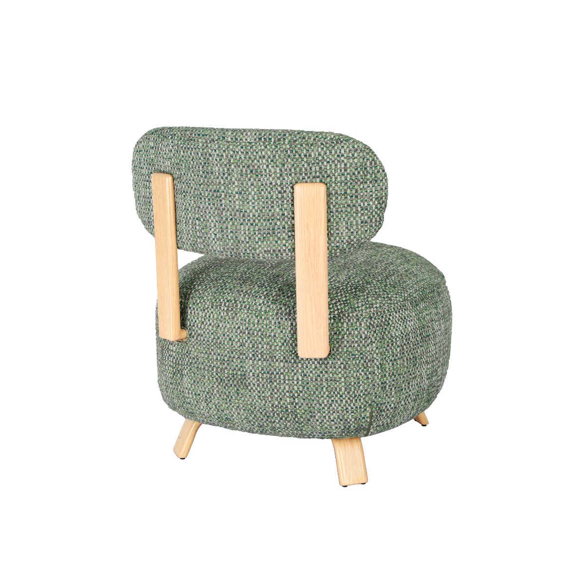 Fauteuil en tissu vert et pieds en métal effet bois Pascal
