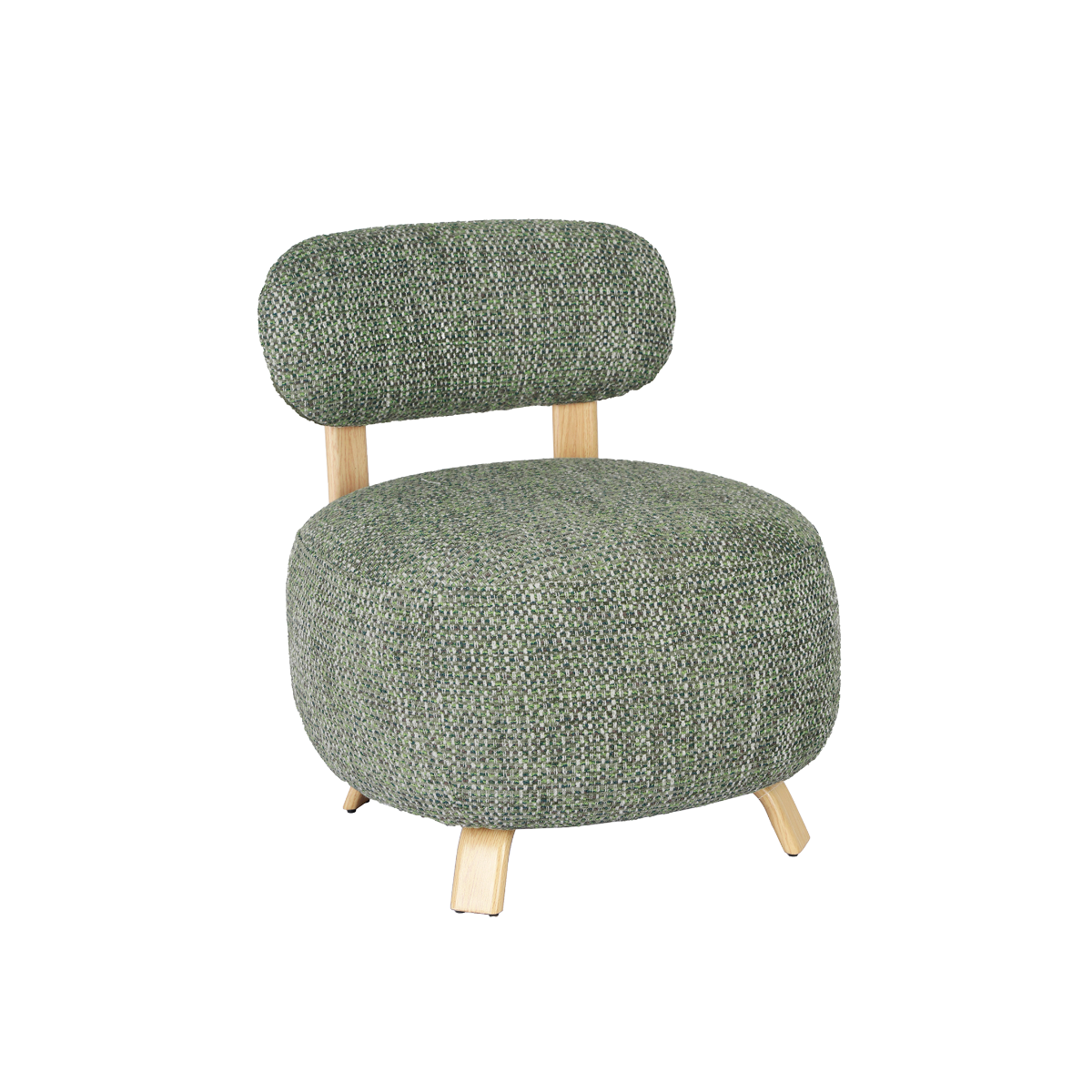 Fauteuil en tissu vert et pieds en métal effet bois Pascal