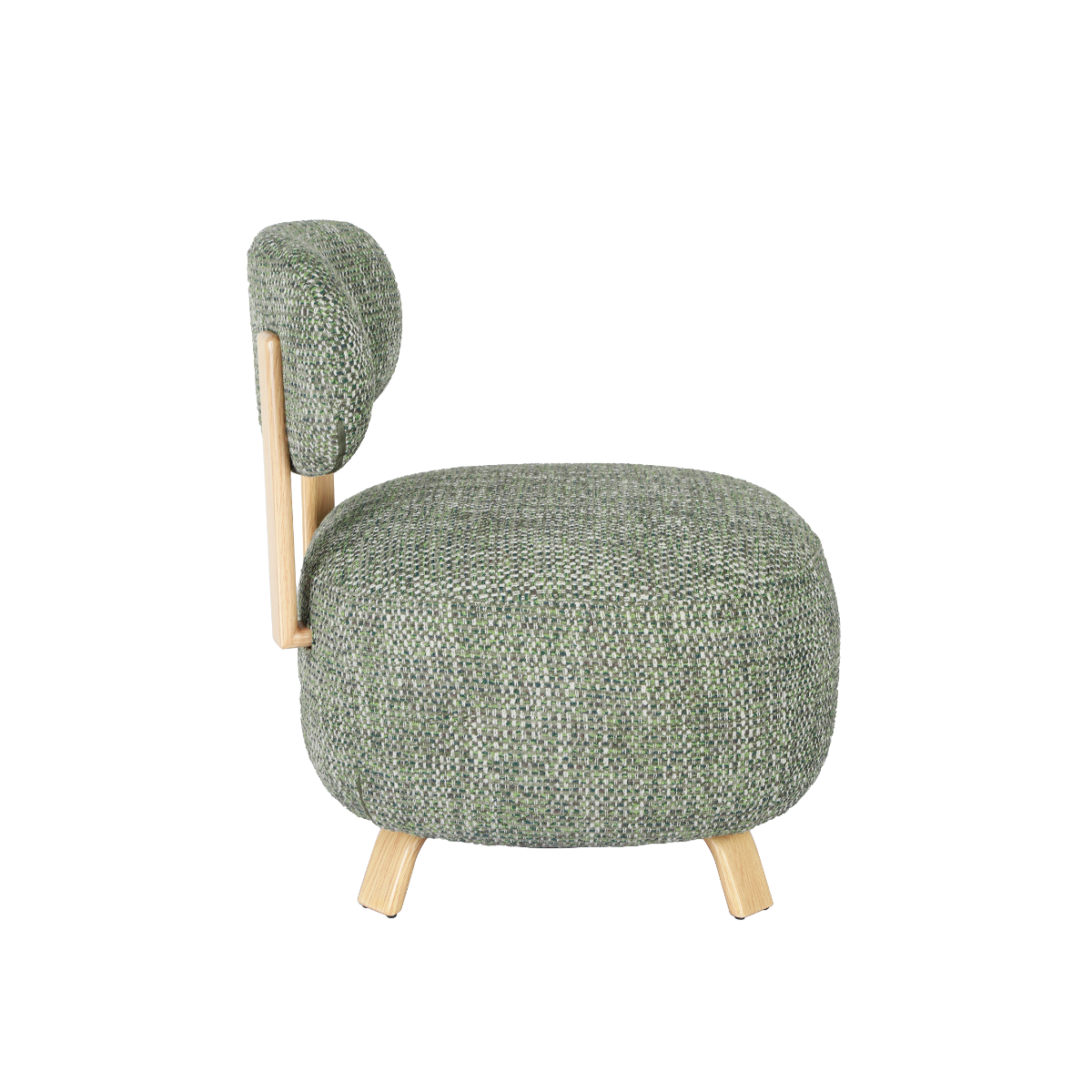 Fauteuil en tissu vert et pieds en métal effet bois Pascal