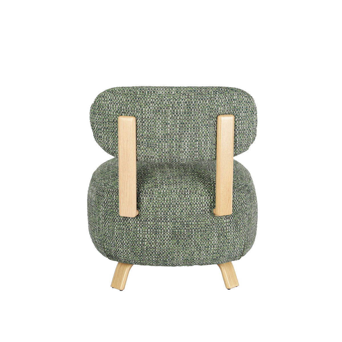 Fauteuil en tissu vert et pieds en métal effet bois Pascal