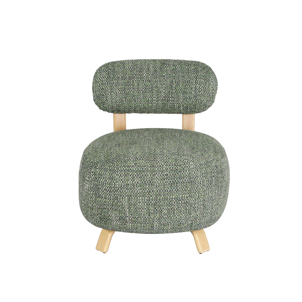 Fauteuil en tissu vert et pieds en métal effet bois Pascal