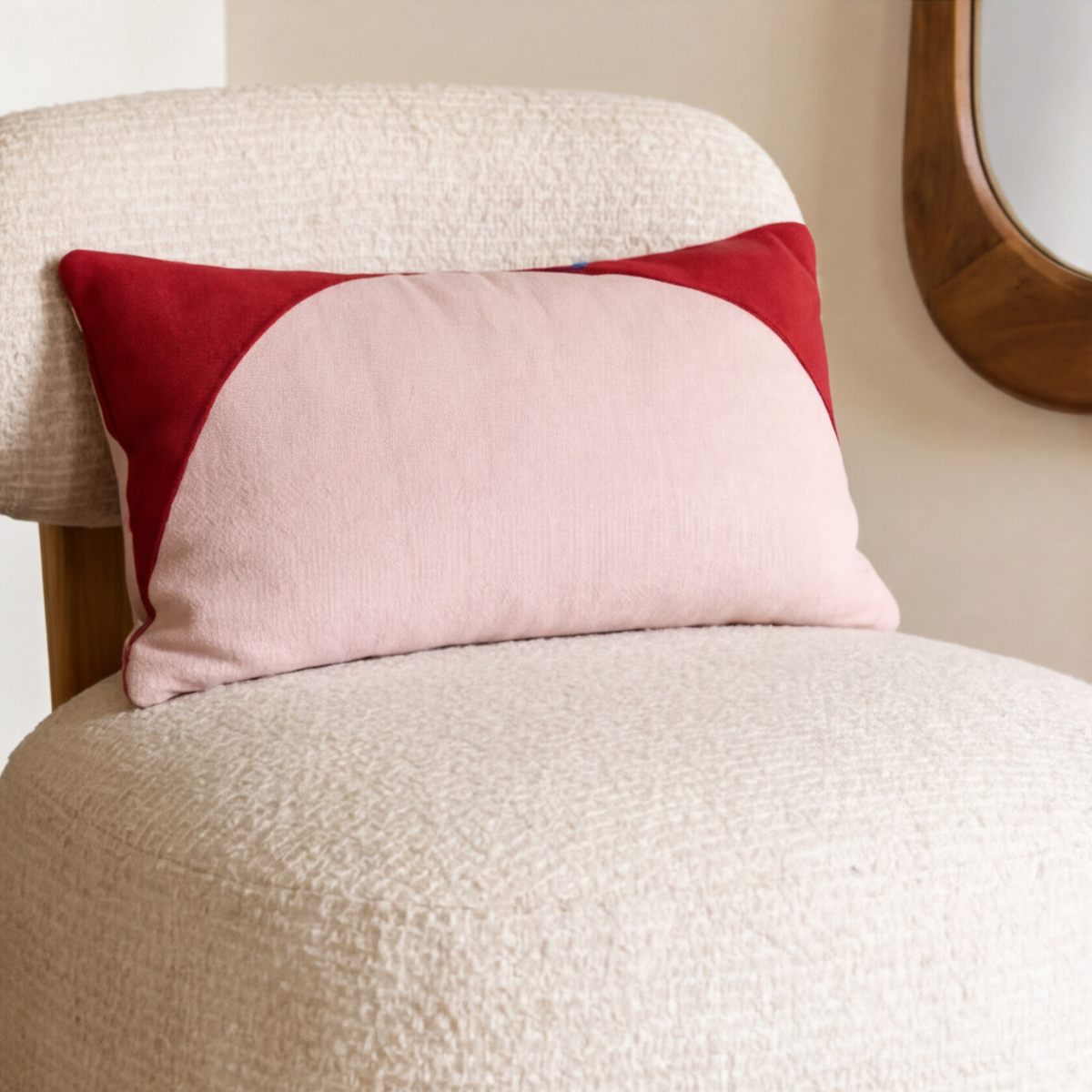 Fauteuil en tissu écru et pieds en métal effet bois Pascaline