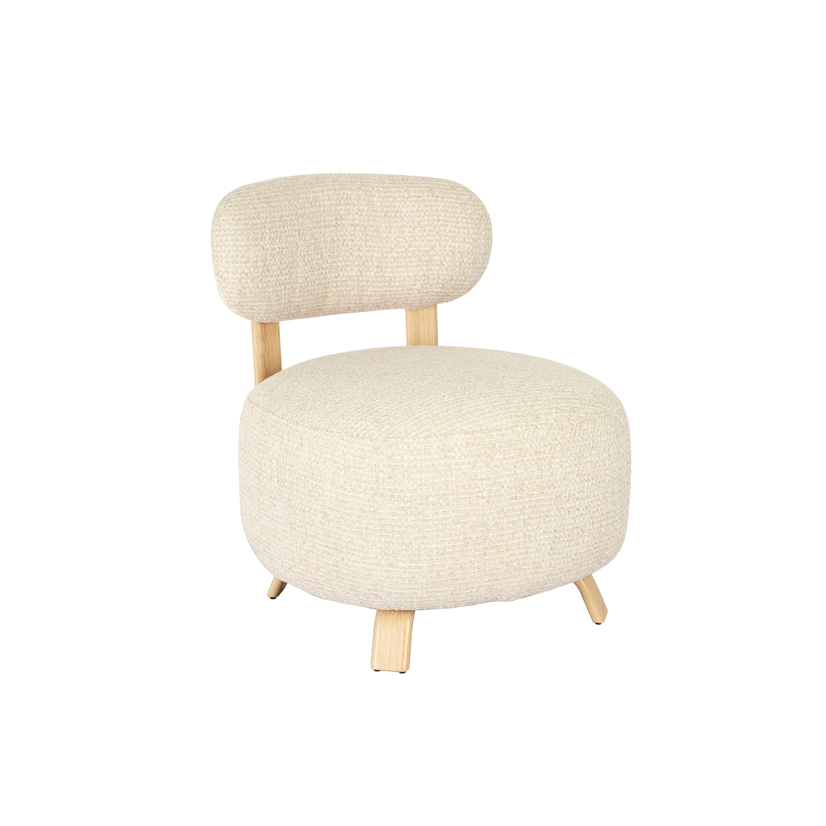 Fauteuil en tissu écru et pieds en métal effet bois Pascal