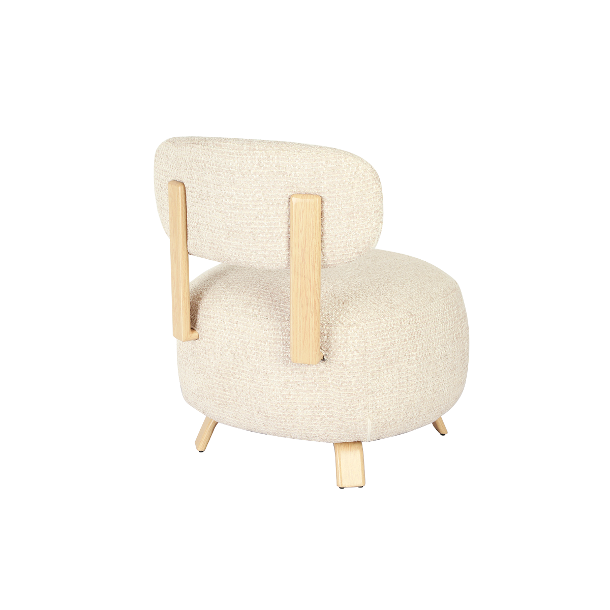 Fauteuil en tissu écru et pieds en métal effet bois Pascal