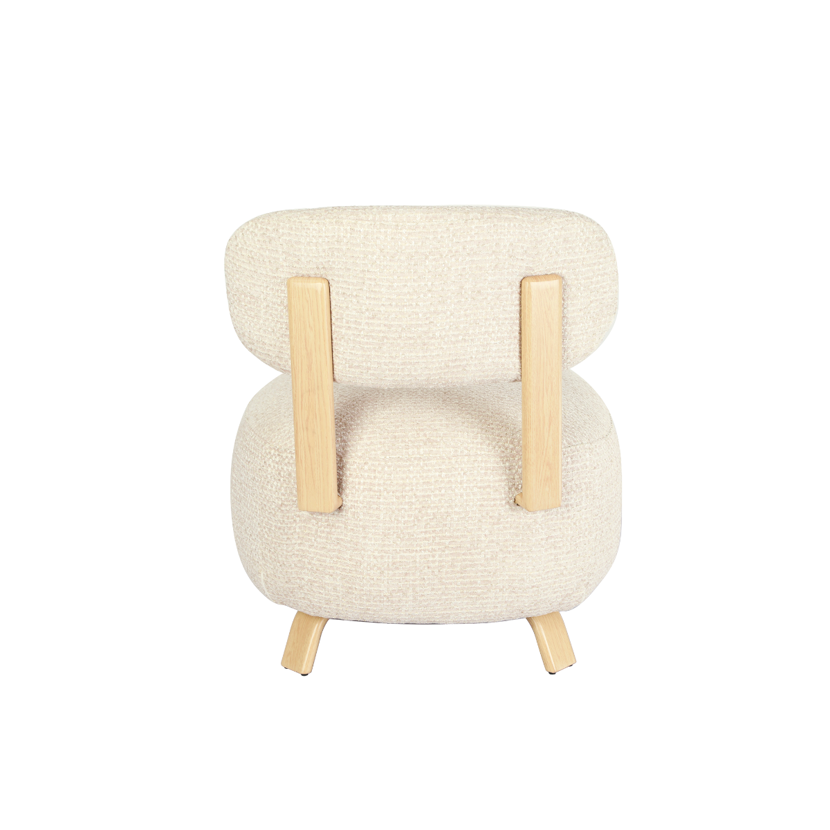 Fauteuil en tissu écru et pieds en métal effet bois Pascal