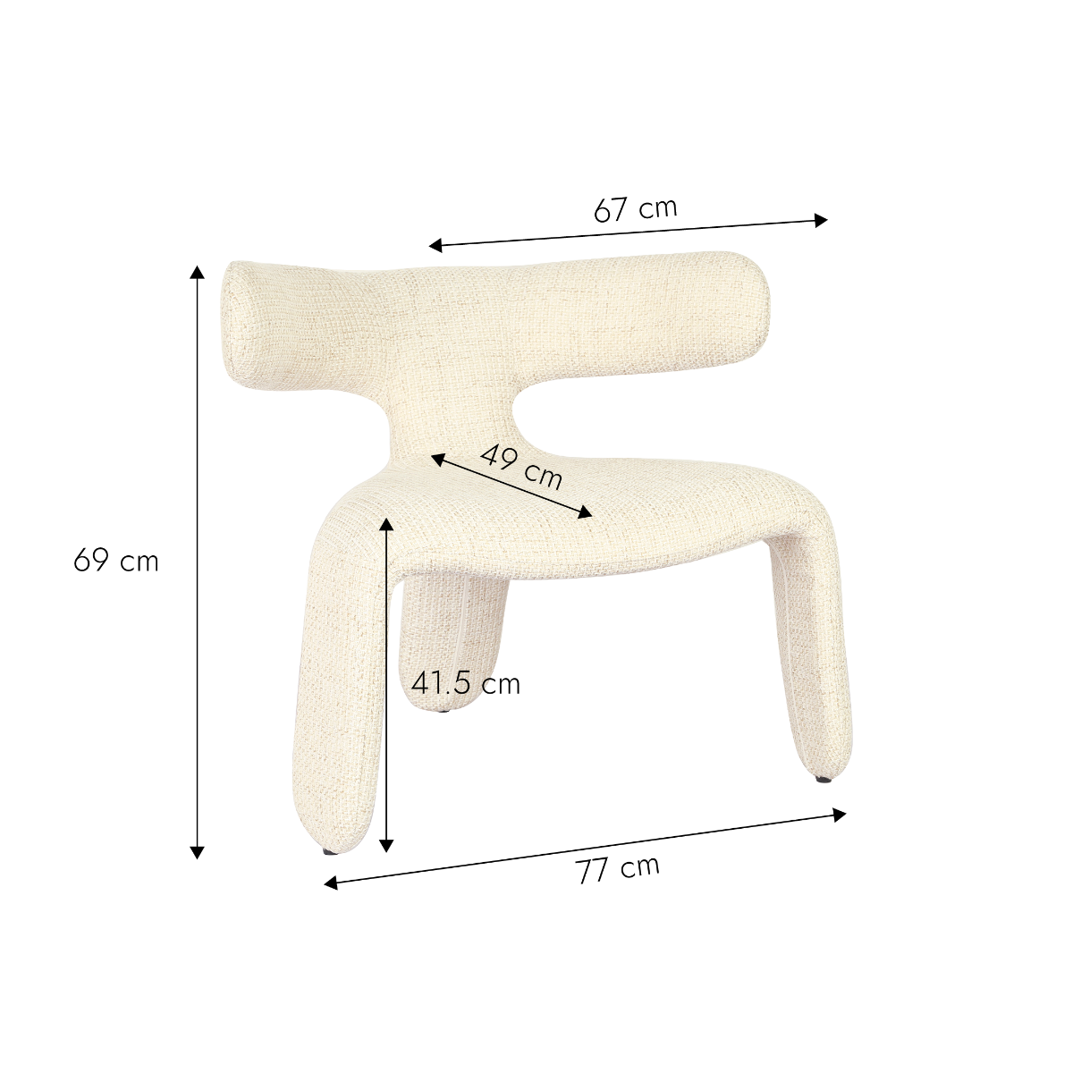 Fauteuil en tissu écru Rémy