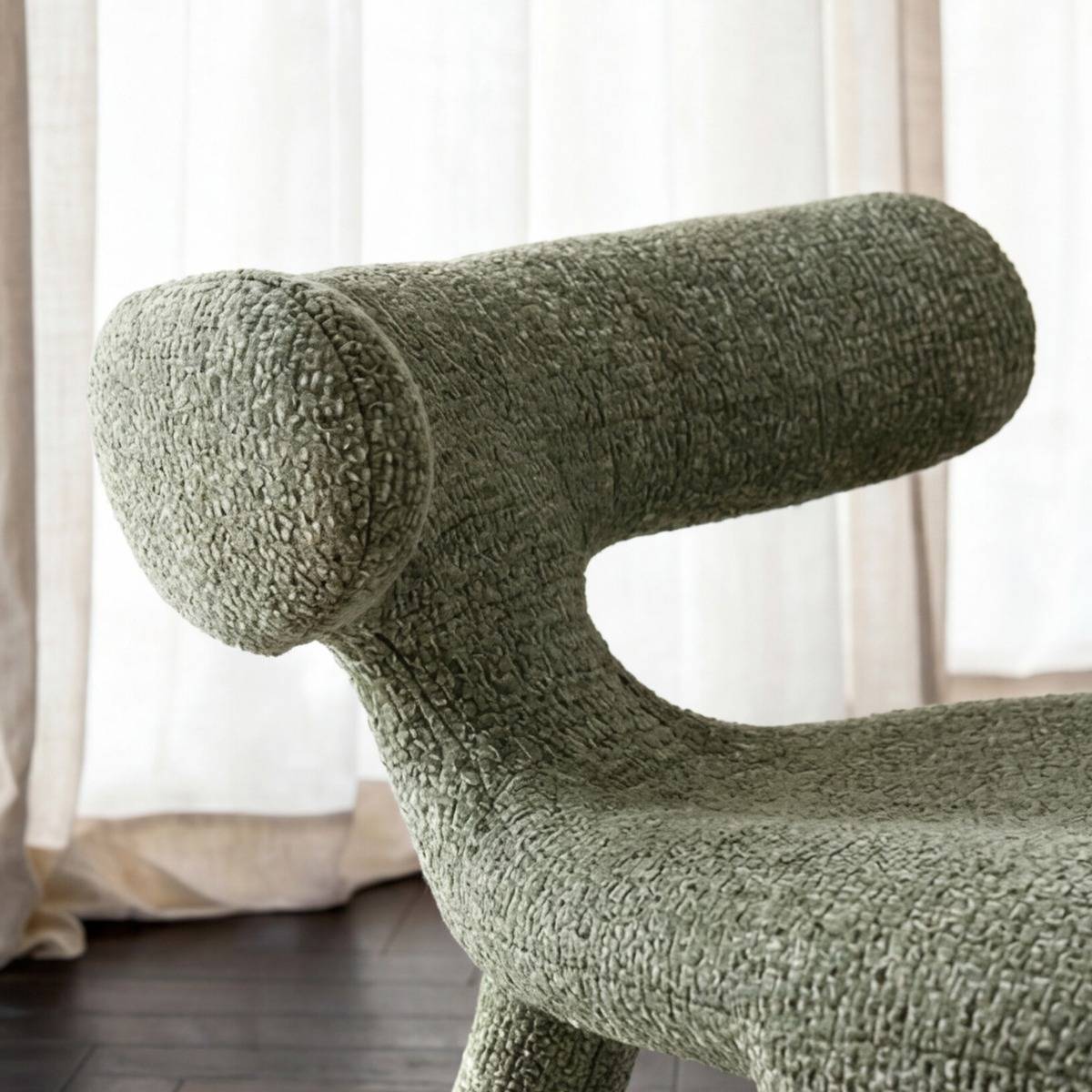Fauteuil en tissu vert Rémy