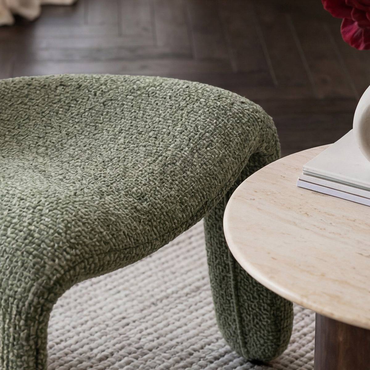Fauteuil en tissu vert Rémy