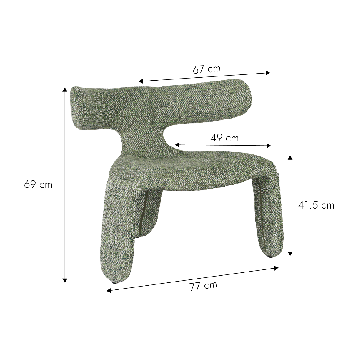 Fauteuil en tissu vert Rémy