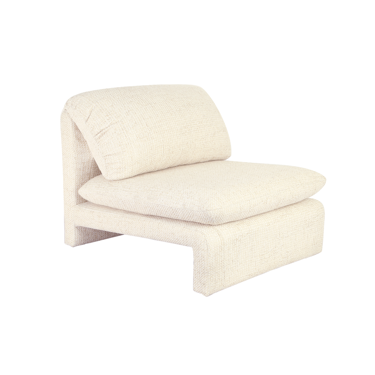 Fauteuil lounge en tissu écru Arelya