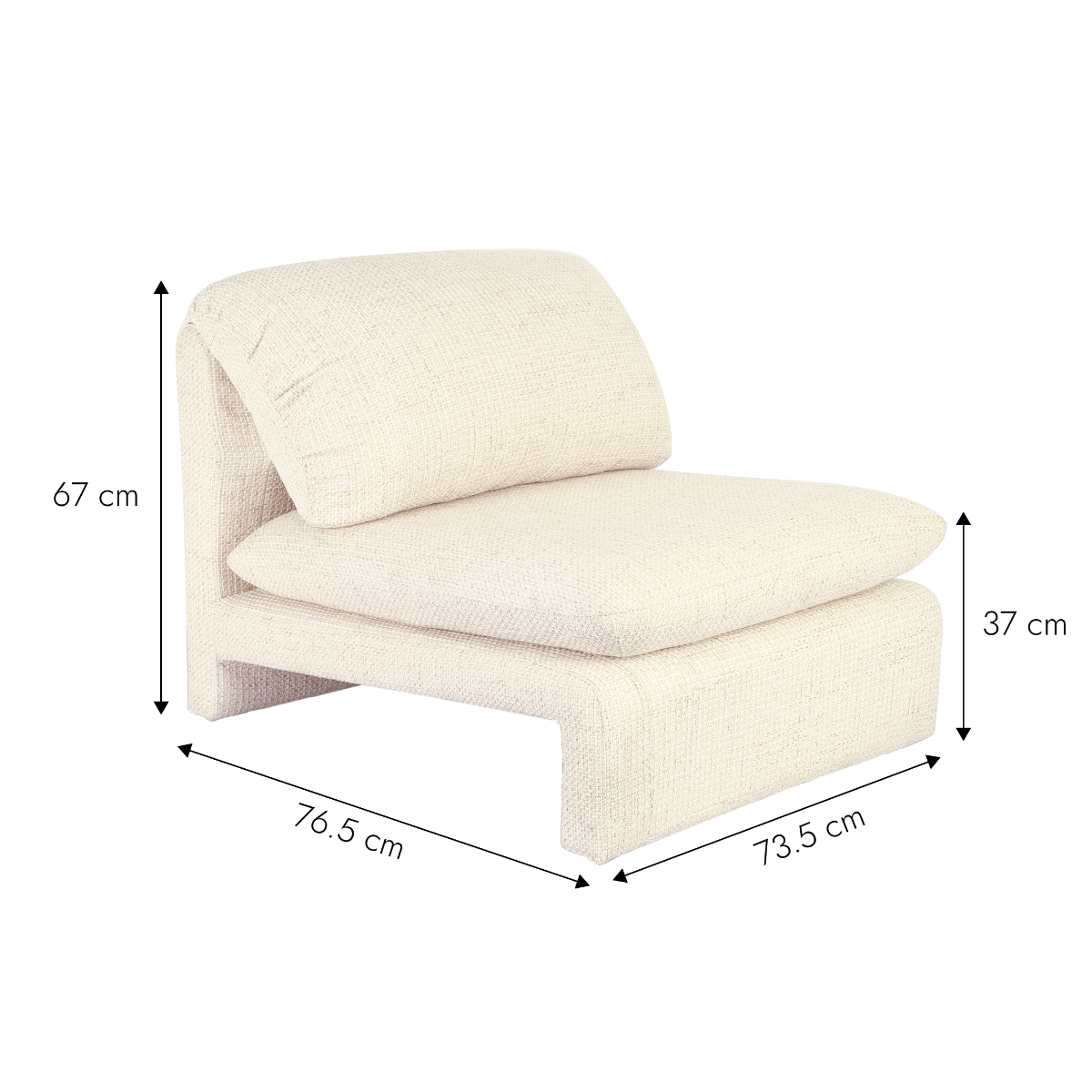 Fauteuil lounge en tissu écru Arelya