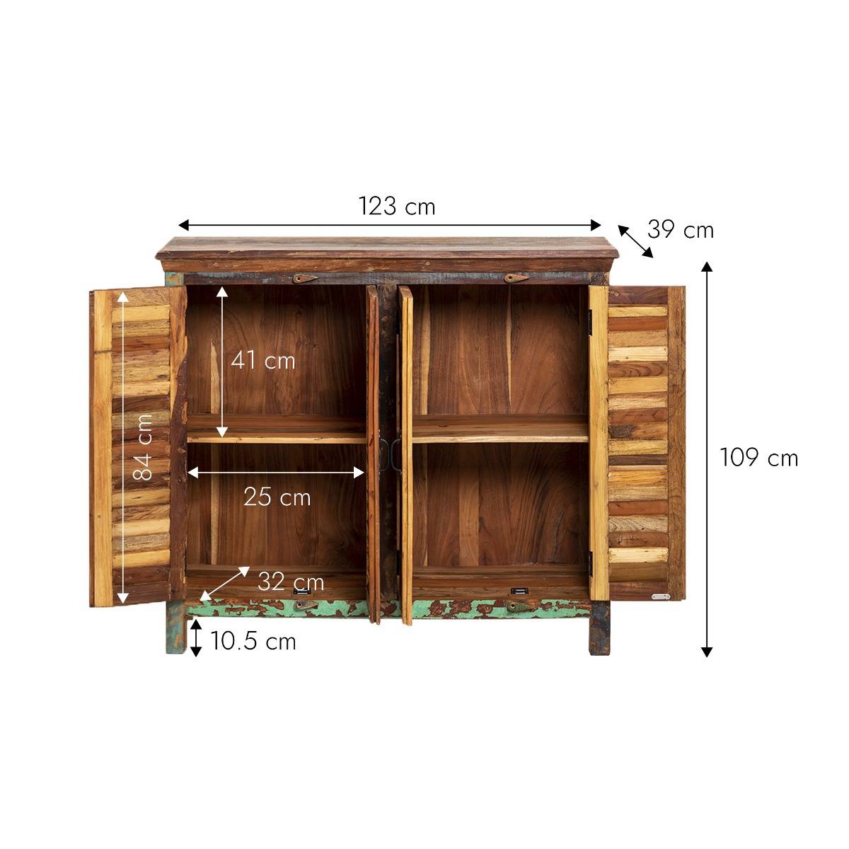Petit buffet à  lattes en bois coloré Ethnik