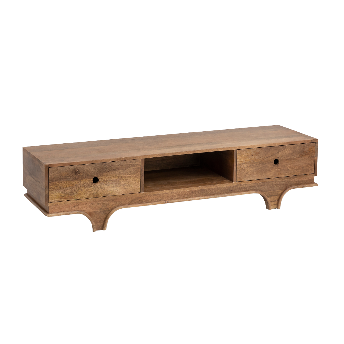 Meuble TV en bois d'acacia foncé Daelan