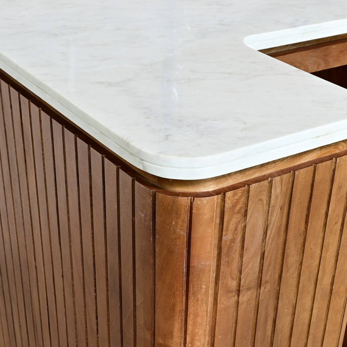 Meuble bar en bois de manguier et marbre Marion