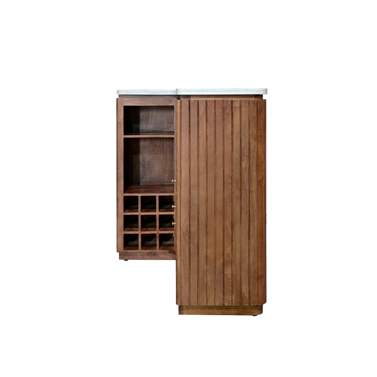 Meuble bar en bois de manguier et marbre Marion