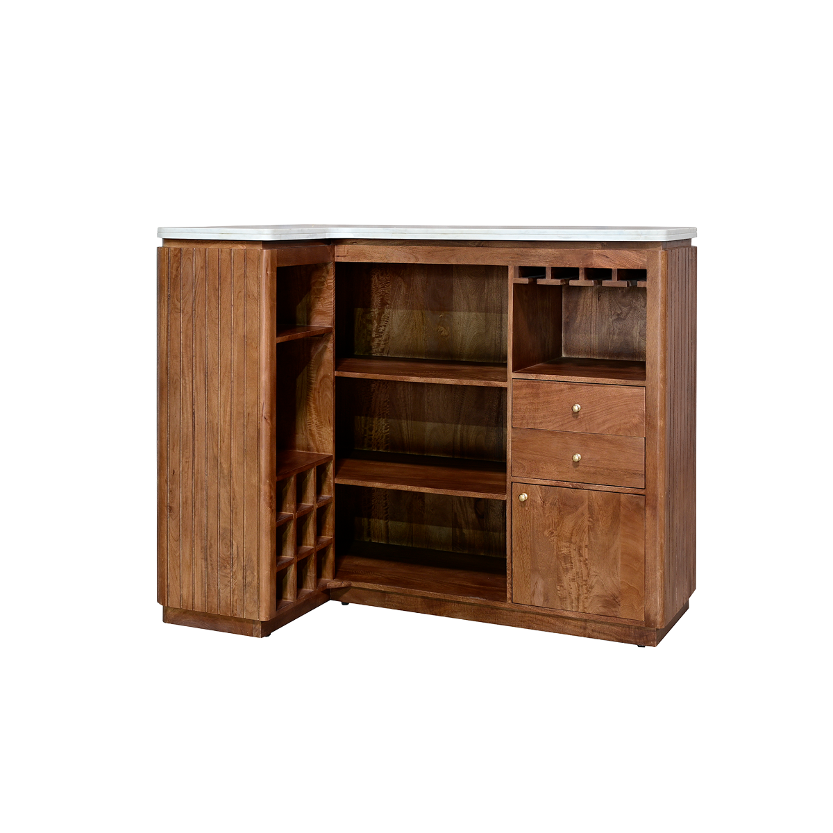 Meuble bar en bois de manguier et marbre Marion