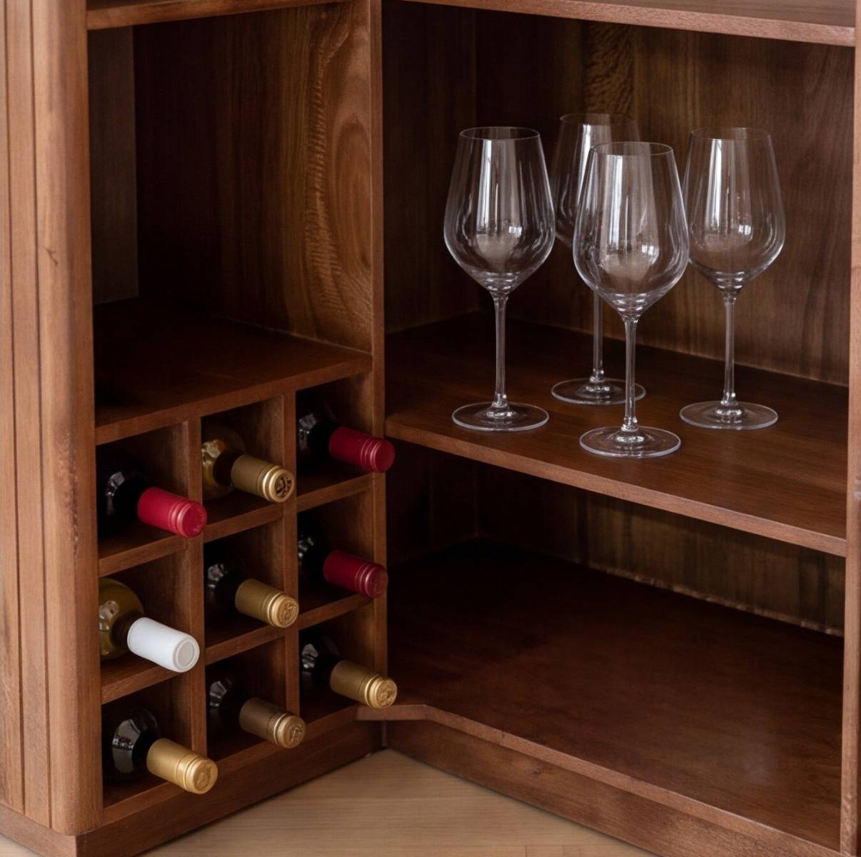Meuble bar en bois de manguier et marbre Marion