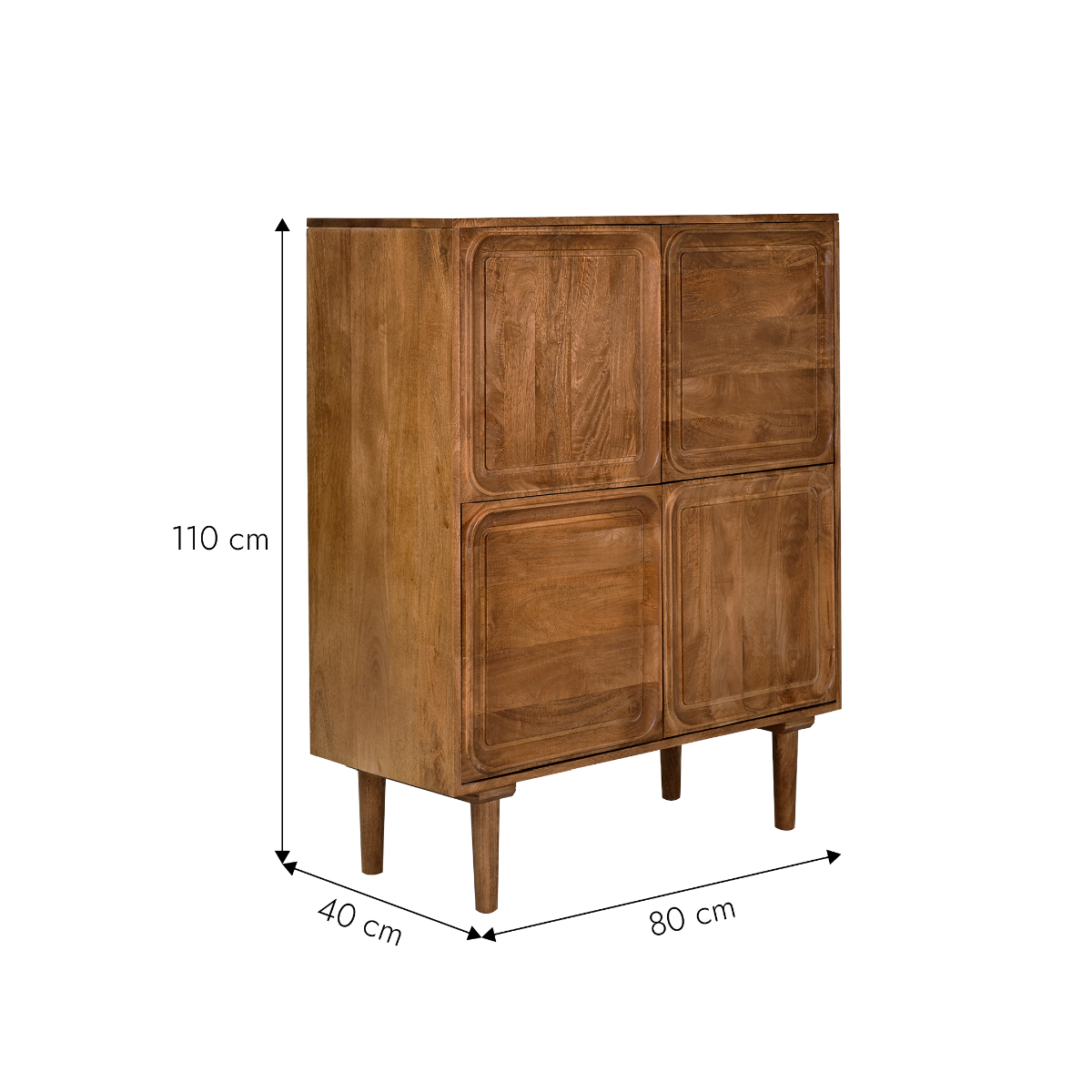 Buffet haut en bois de manguier foncé Vivienne