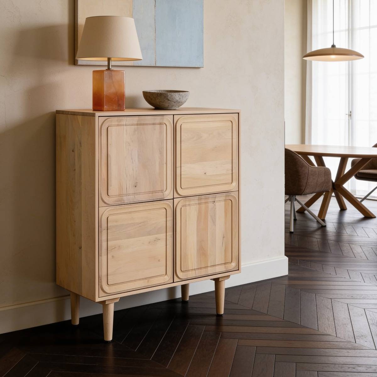 Buffet haut en bois de manguier clair Vivienne
