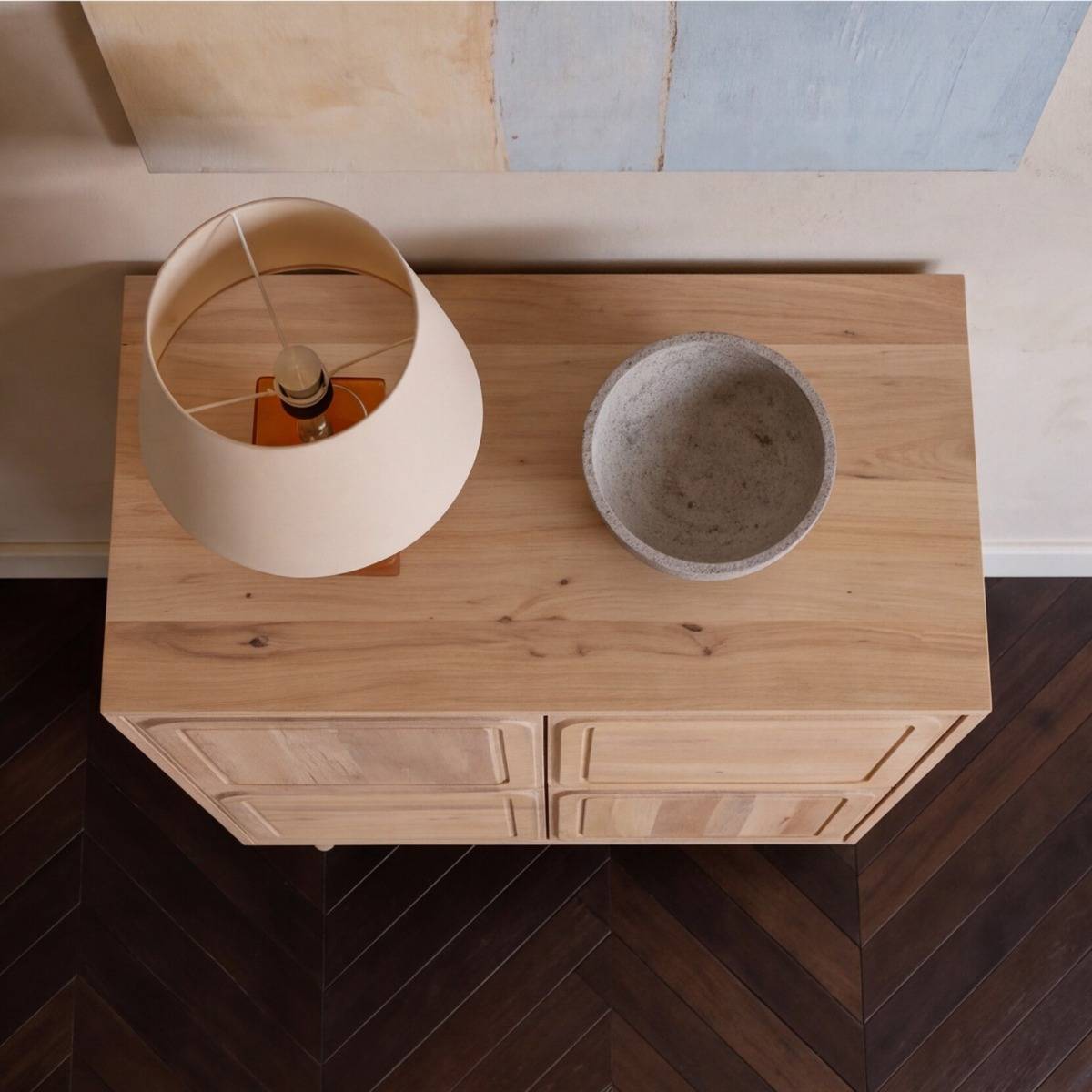 Buffet haut en bois de manguier clair Vivienne