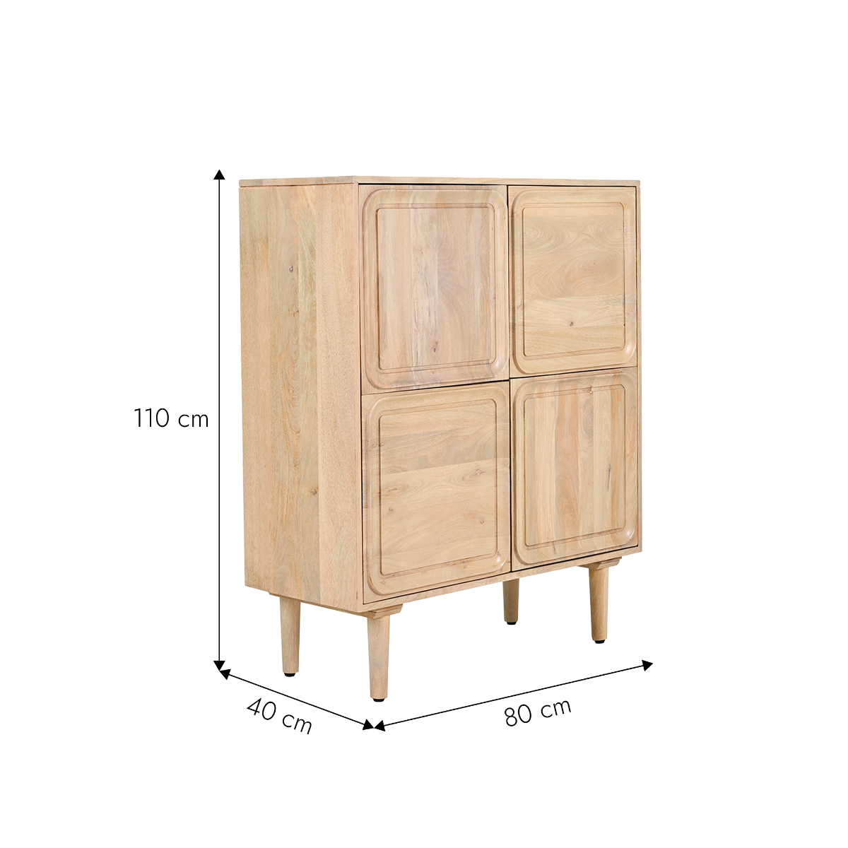 Buffet haut en bois de manguier clair Vivienne