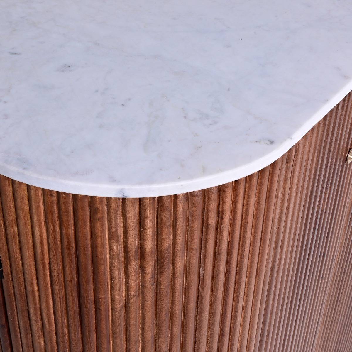 Meuble bar en bois de manguier et en marbre Elvina