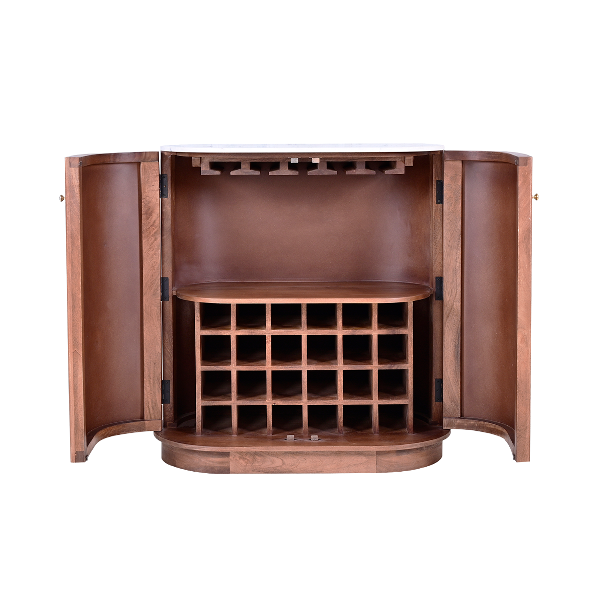 Meuble bar en bois de manguier et en marbre Elvina