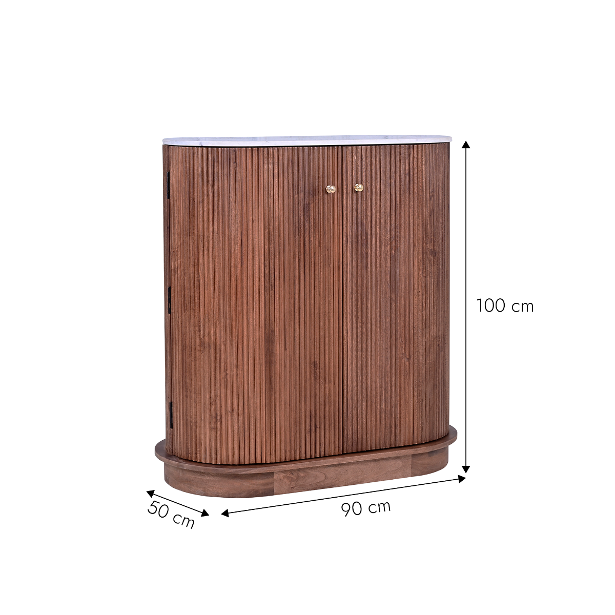 Meuble bar en bois de manguier et en marbre Elvina