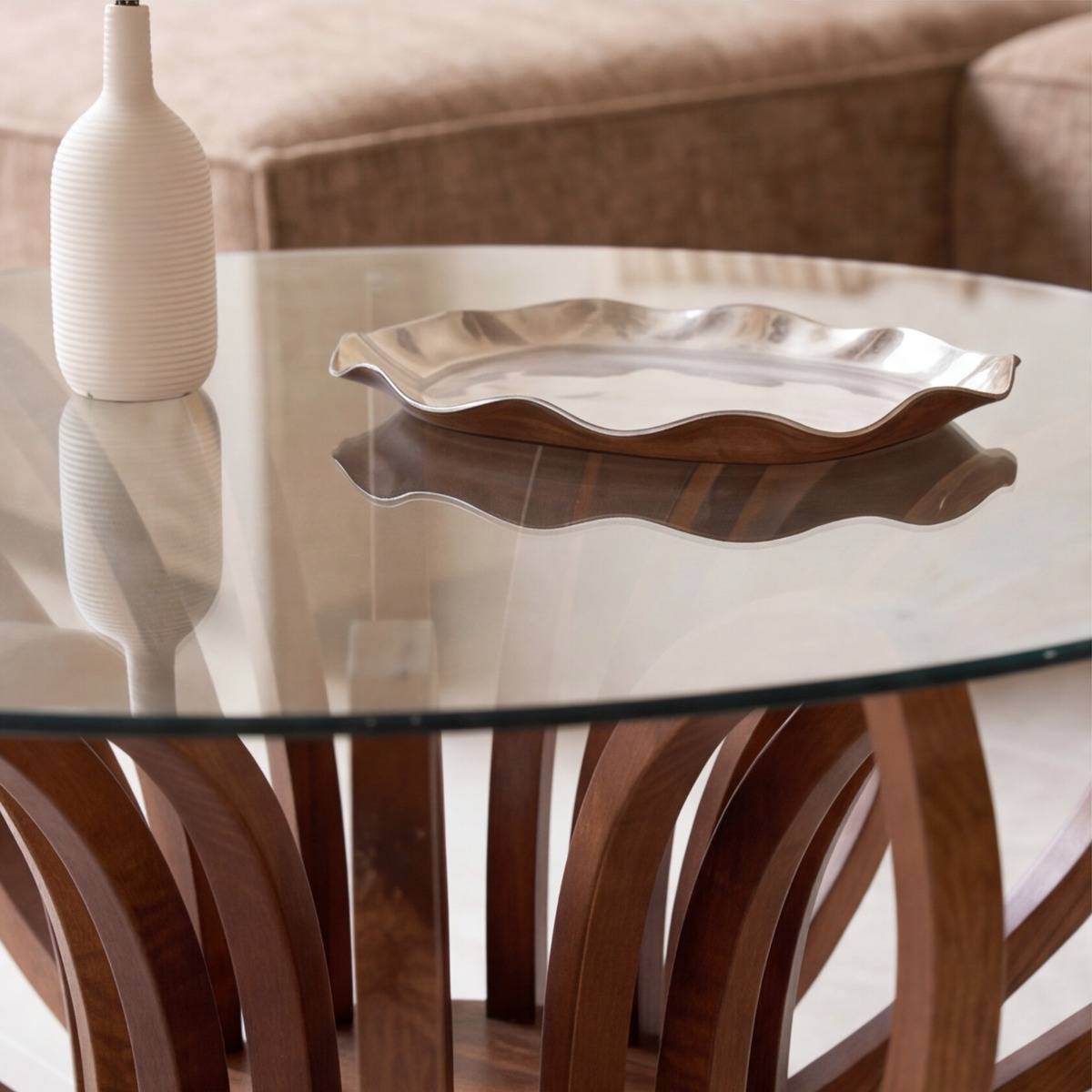 Table basse en bois de manguier et verre Araceli