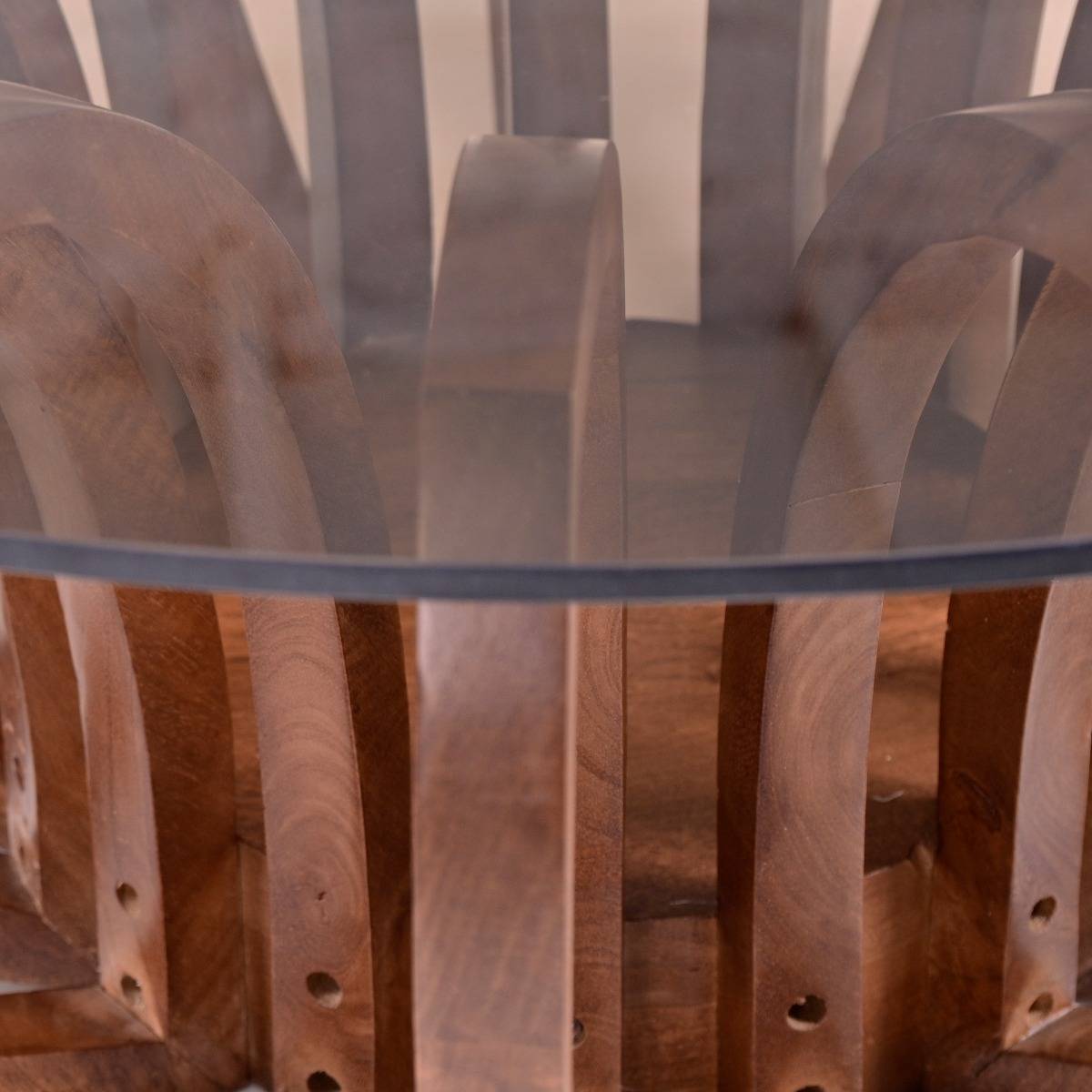 Table basse en bois de manguier et verre Araceli