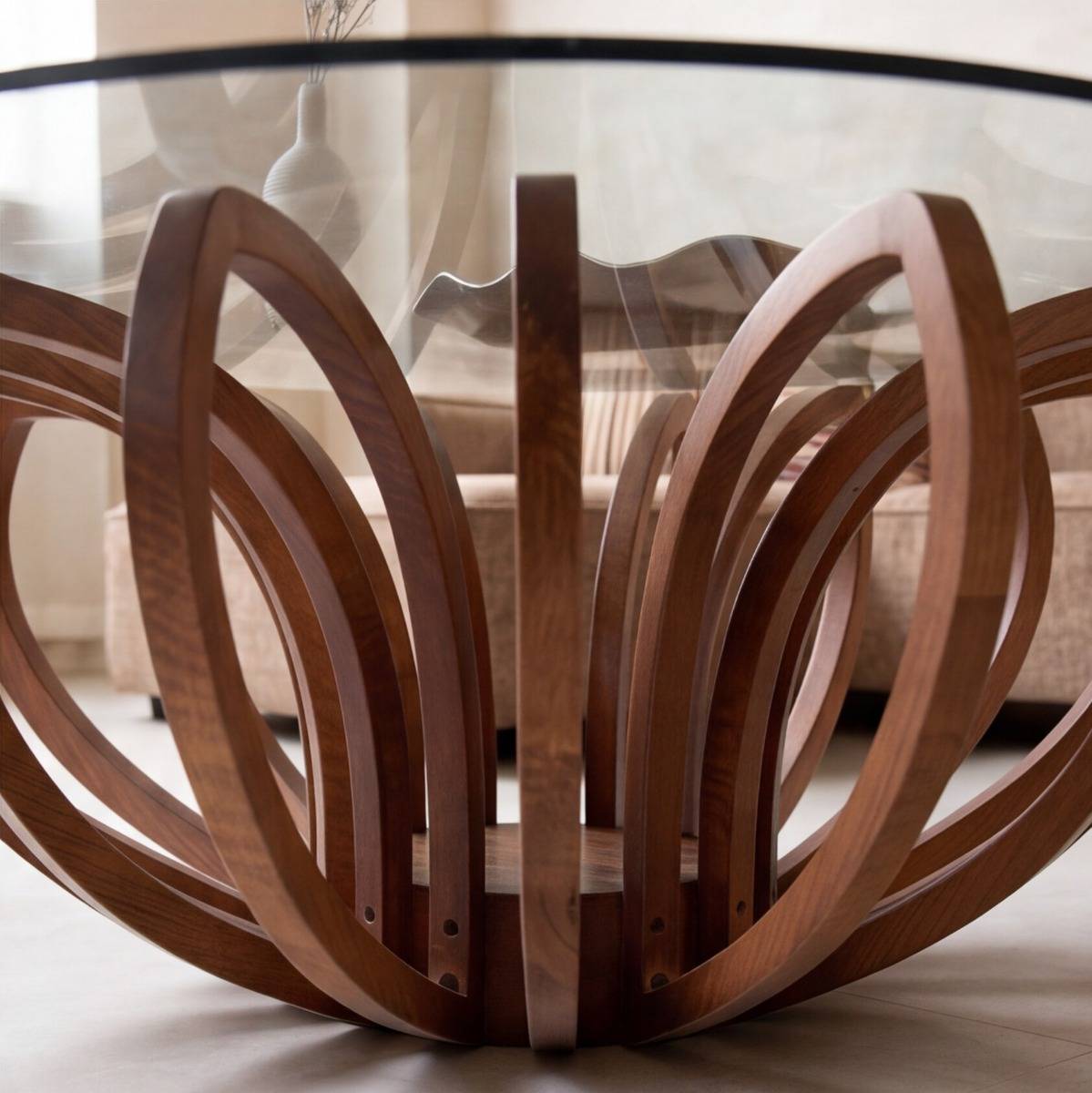 Table basse en bois de manguier et verre Araceli