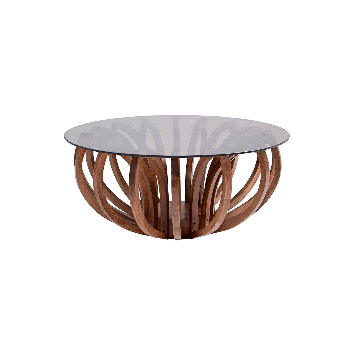 Table basse en bois de manguier et verre Araceli