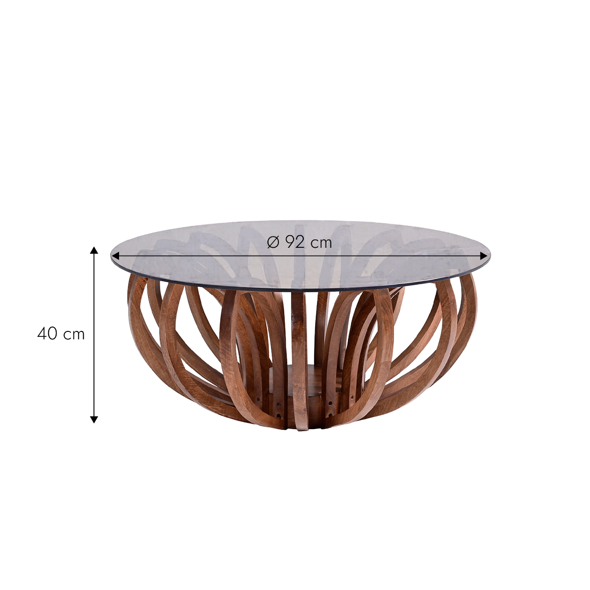 Table basse en bois de manguier et verre Araceli