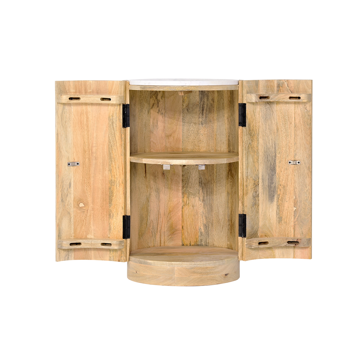 Bout de canapé en bois de manguier et marbre Aurea