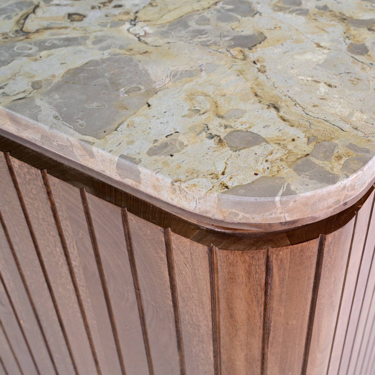 Meuble bar en bois de manguier et marbre Amaya