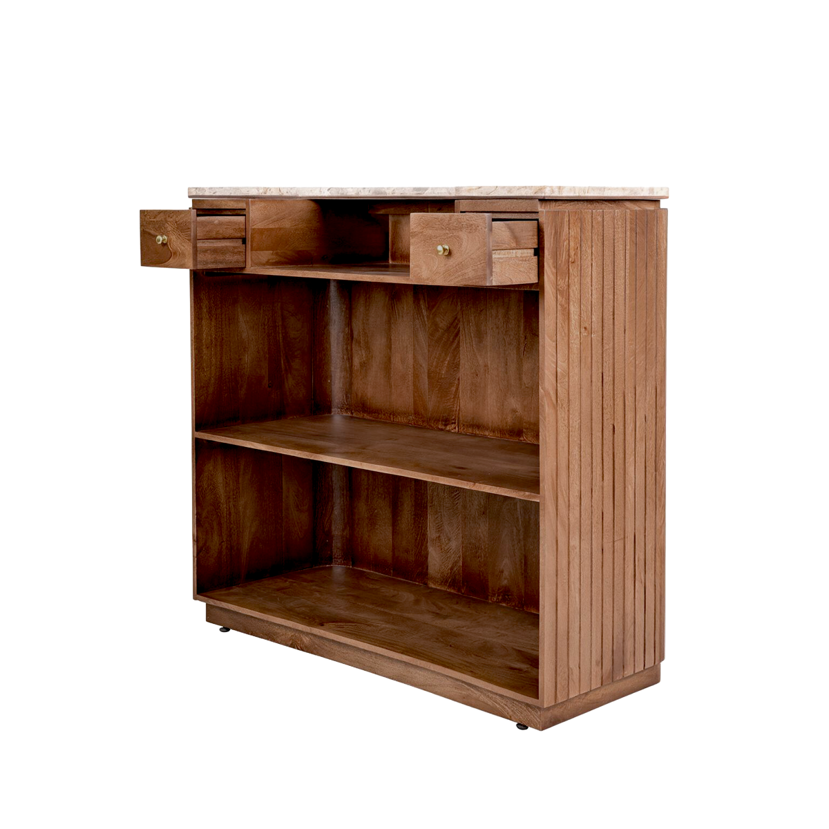 Meuble bar en bois de manguier et marbre Amaya