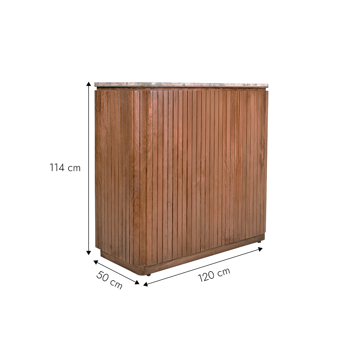 Meuble bar en bois de manguier et marbre Amaya