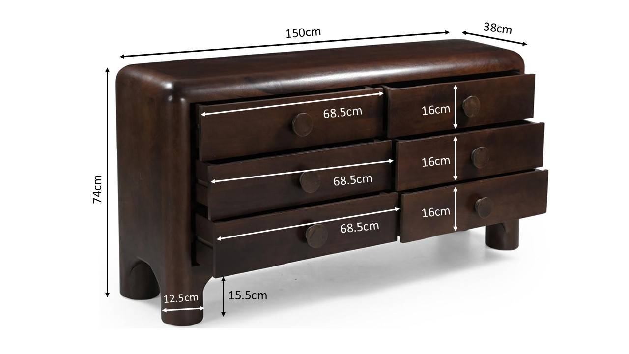 Commode en bois de manguier foncé Alanah