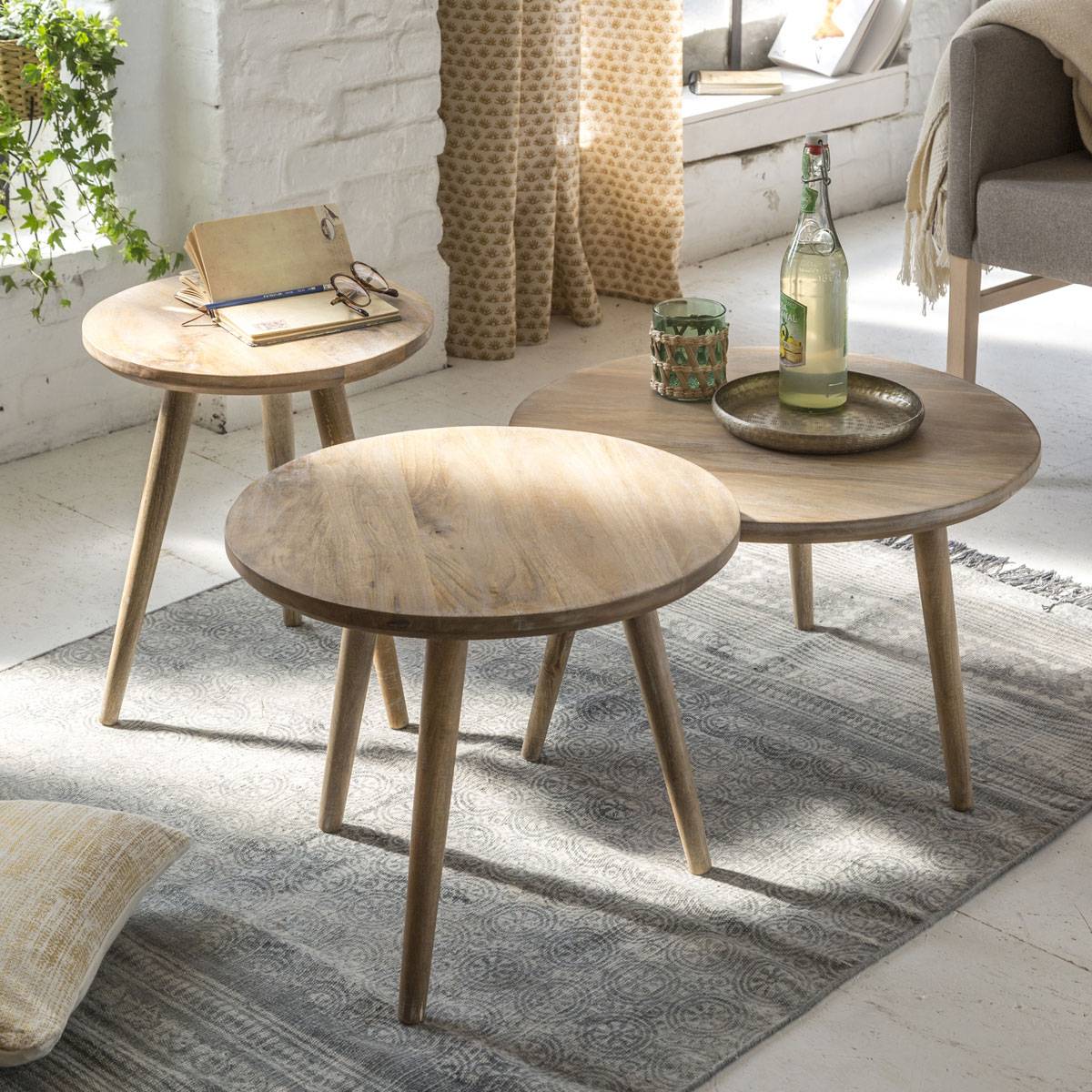 Table basse gigogne en bois de manguier Mykonos
