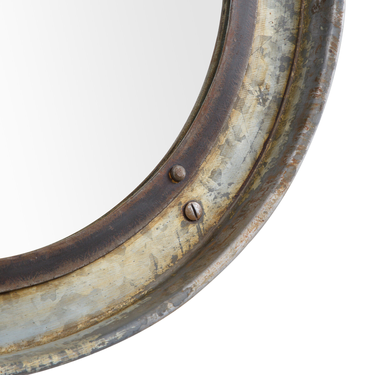 Miroir rond métal rouille