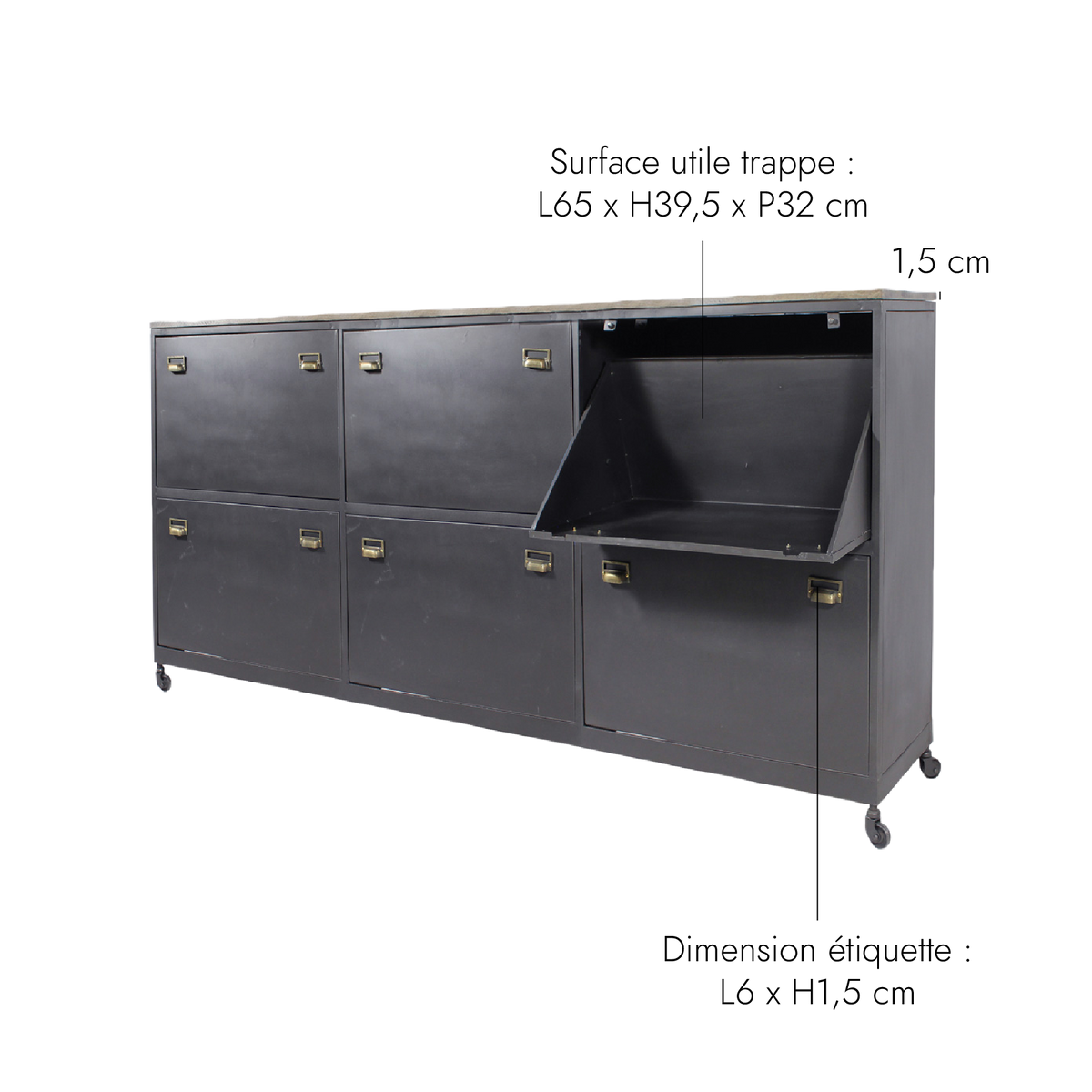 Buffet à trappes en métal gris César