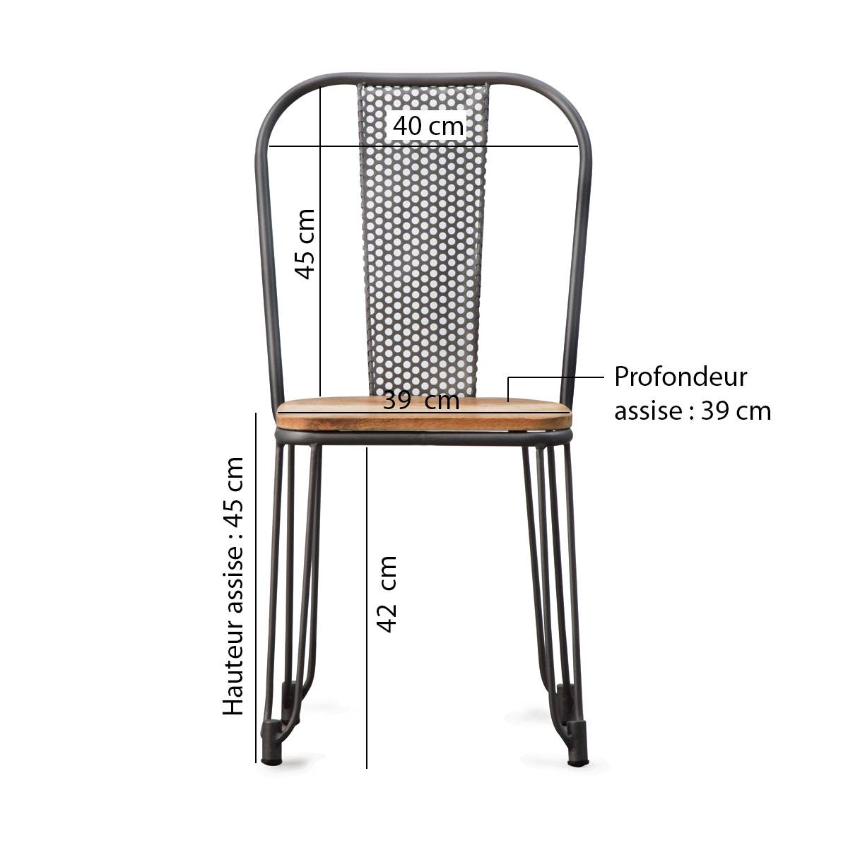 Chaises métal gris clair 