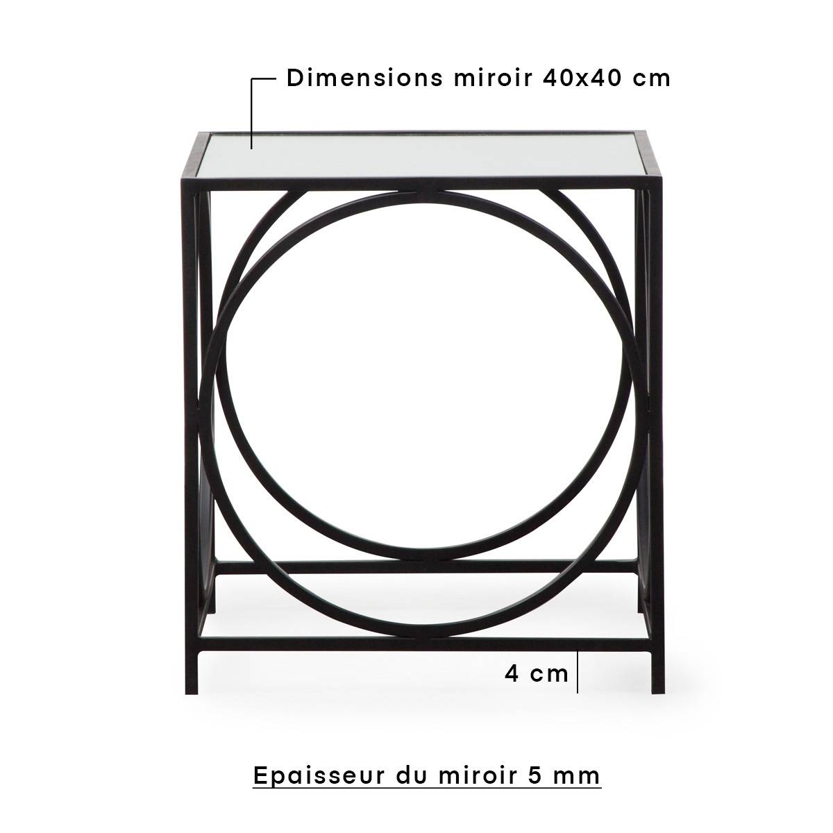 Table basse carrée en métal noir Zélie